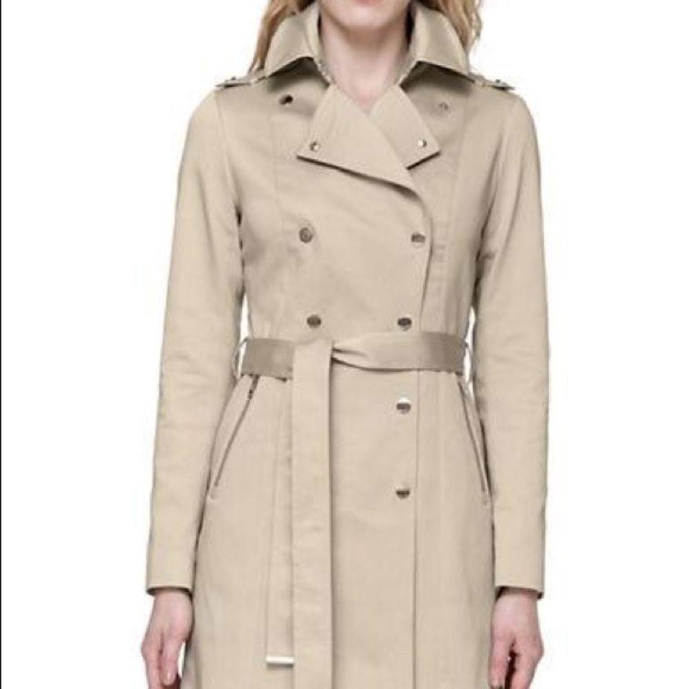 Soia & Kyo Beige Double-Breasted Trench Coat